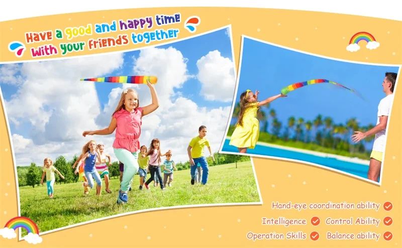 Rainbow Tail Ball  Fabric Sandbag Meteor Balls Safe Catch Tail Soft  Kindergarten School Sensory Training Kid Toy