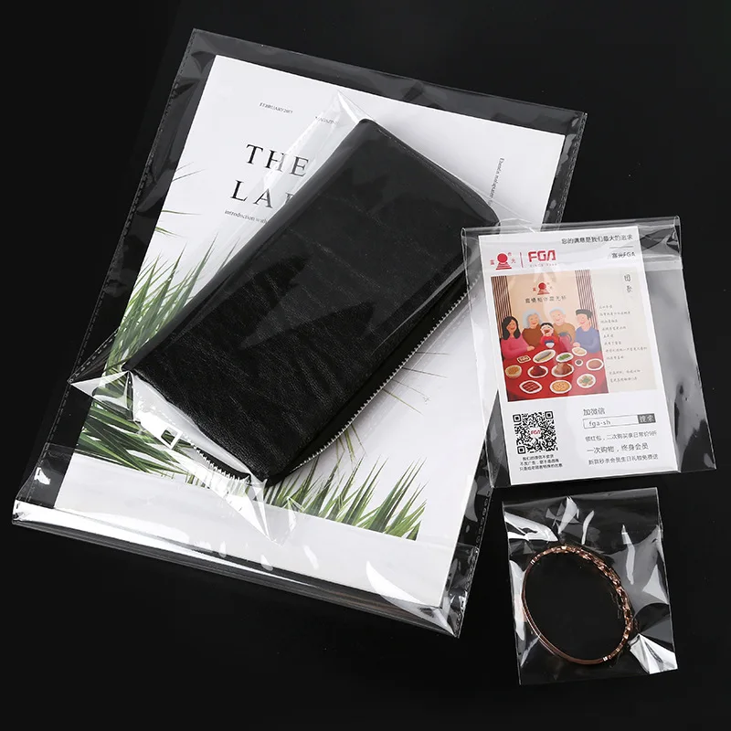 Factory wholesale low price transparent self-adhesive seal clothes opp packing plastic bag clear poly opp bags