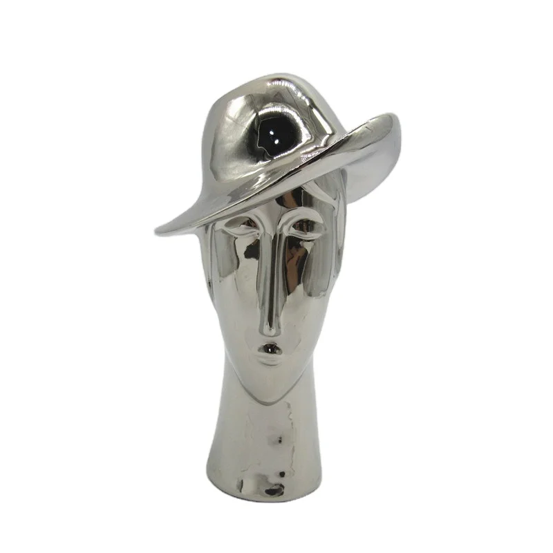 
Silver Modern European Style Sculpture Head Shape Ceramic Face Flower Vase For Art Home Decor 
