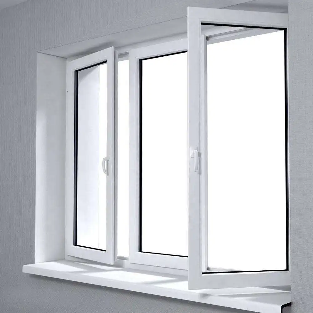 Double Glazed PVC  Window UPVC Casement Windows Hurricane Impact Glass Windows