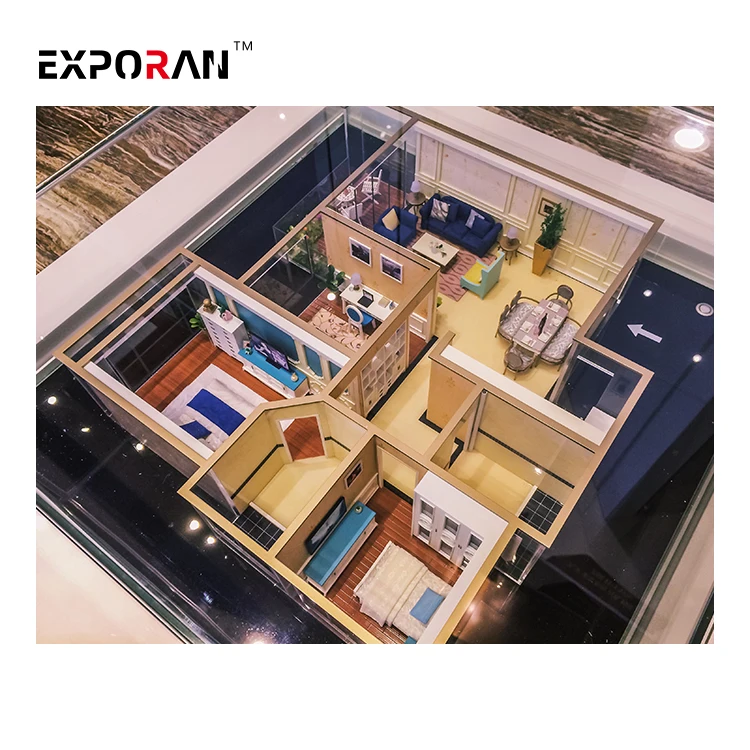 Nice scale villa house model with architectural figures , home house model