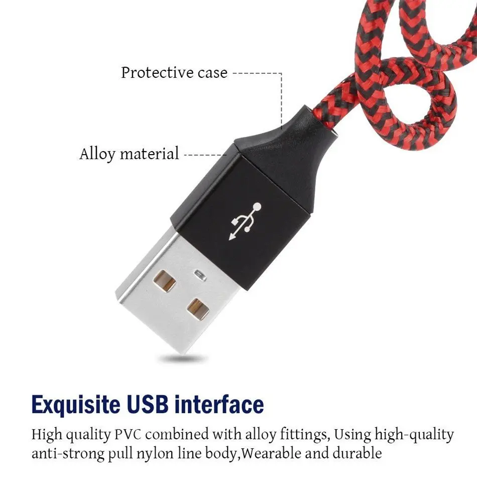 For mobile phone Micro Cable Basics 10 Feet Usb Cable for Phone Nylon Usb 2.4A 1m 2m 3m Nylon Braided 3 in 1 Fast Charging Cable