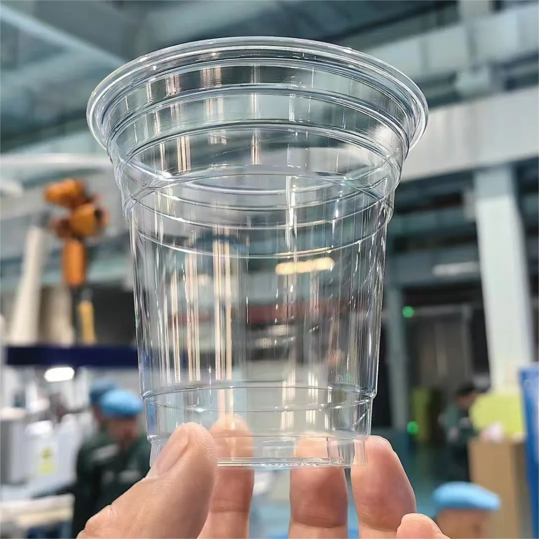 12 14 16 20 24 oz Compostable Plastic round Shape Eco Friendly Pla Custom Logo Disposable Bubble Tea Cups with Lid