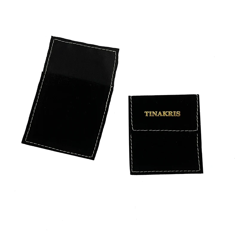 Hot Stamping Gold Logo Luxury Mini Velvet Fabric Envelope Necklace Gift Bag Pouches For Pearl