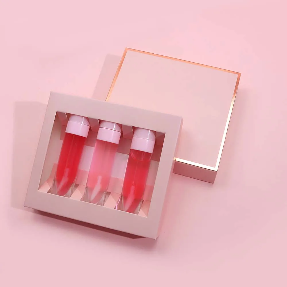 Wholesale Private Label Vitamin E Flavouring Fruit Moisturizing Plumping Ph Color Changing Lip Glow Oil Gloss Set