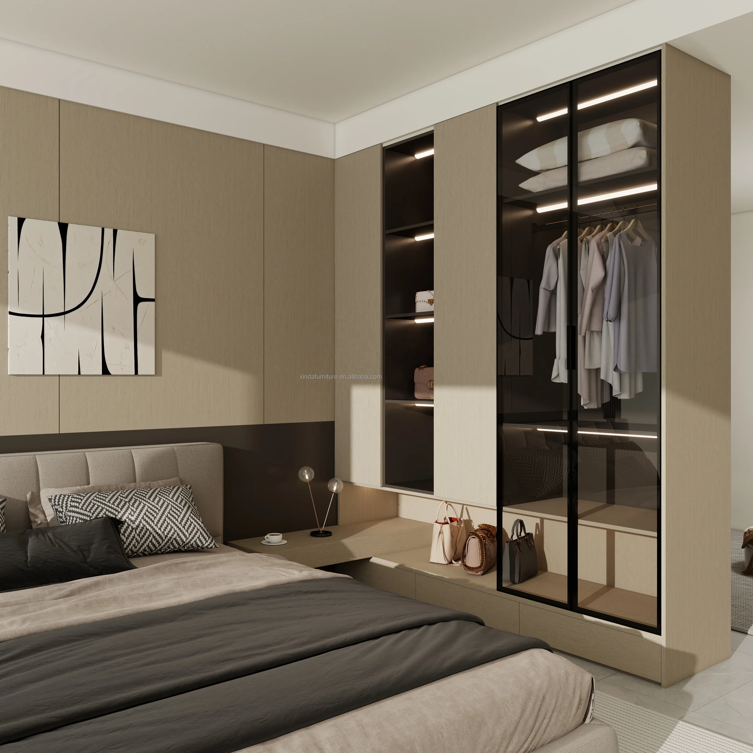 Большой кубический дверной датчик для шкафа Светодиодная панель деревянный материал современные прочные ПВХ Шкафы спальни в гостиничном номере