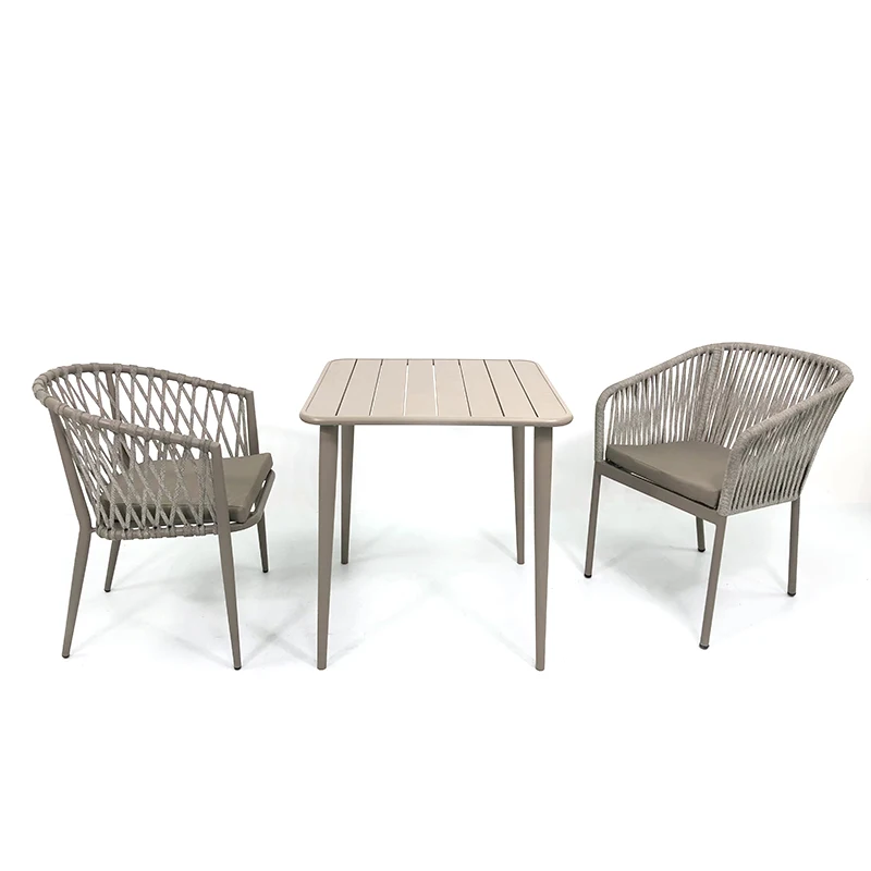 Современная уличная мебель для балкона алюминиевый кофейный обеденный стол веревочный стул комплект садовой мебели