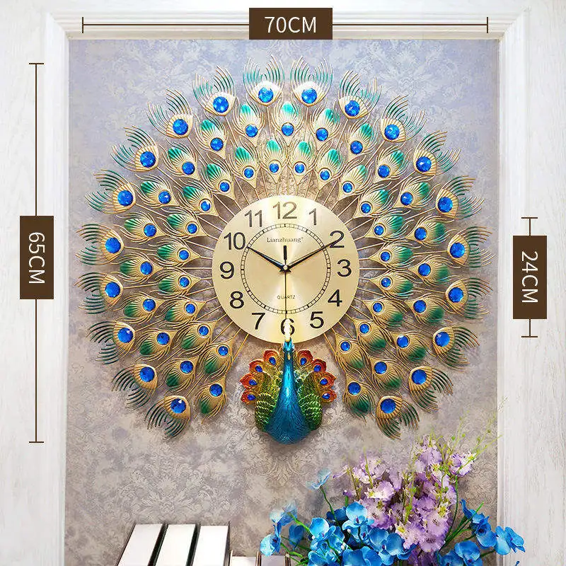 NISEVEN Modern Fashion Entrance Living Room Silent Clock Light Luxury Wall Art Creative Iron Animal Wall Clock