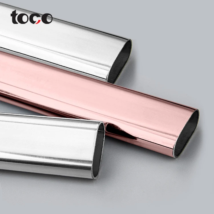 toco Chrome plated Iron Steel Oval Wardrobe tube and Closet rail for Funitrure