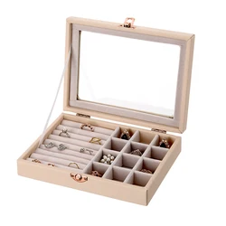 Luxury PU dresser vanity multi-drawers necklace rings storage tray stackable woman leather jewelry drawers storage organizer