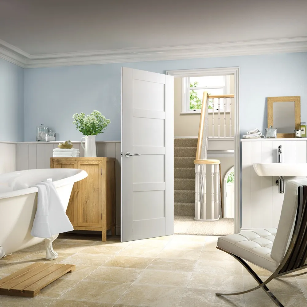 
modern plain white interior bedroom flat wood panel doors solid core wood office door waterproof toilet door 