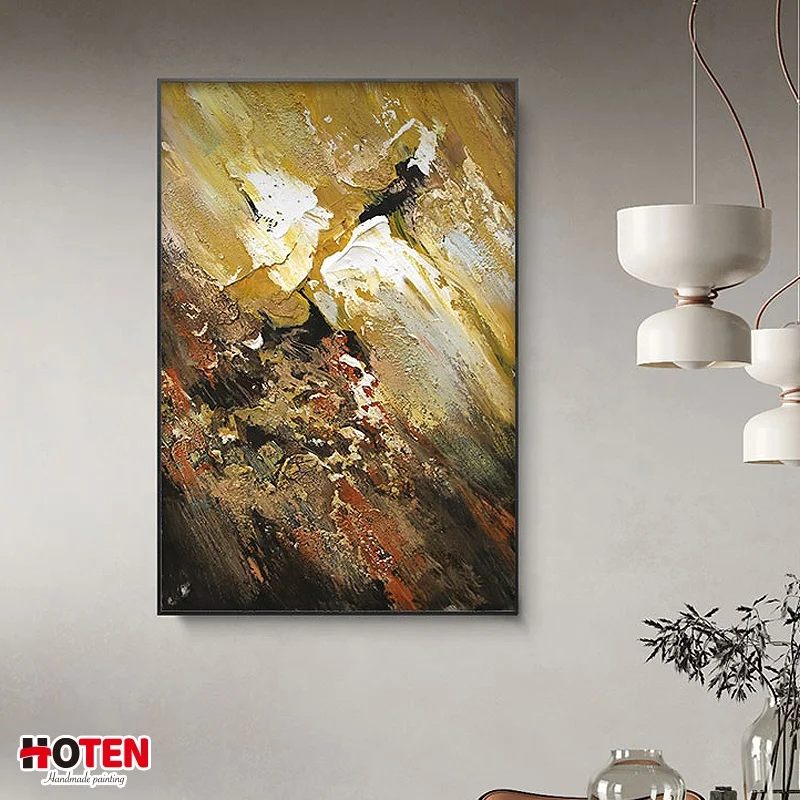 Pure hand-painted abstract oil painting high-end hotel decorative painting large vertical three-dimensional hanging painting