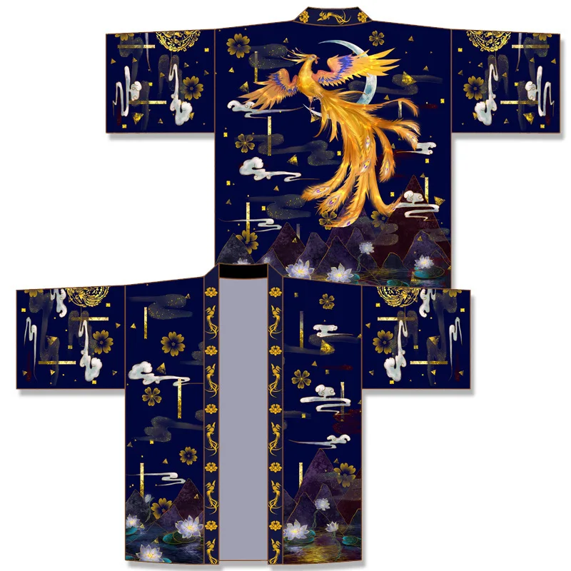 
Kimono Traditional Japanese Style Peacock Yukata Dress For Girl Kid Cosplay Japan Haori Costume Asian Clothes 