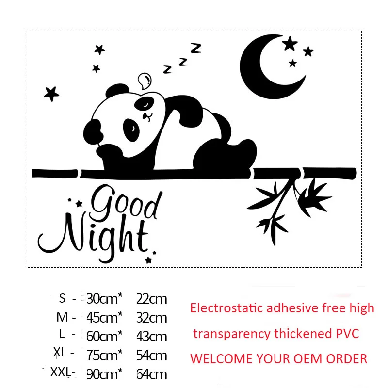 Cute Panda Glass Doors Windows Anti collision Stickers Coffee Milk Tea Shop Showcase Kitchen Sliding Door Decoration