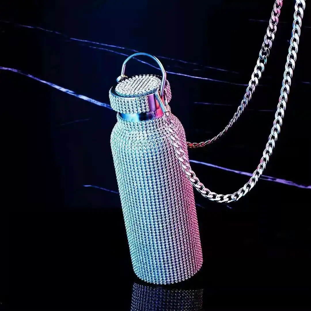 Fles со стразами Новинка роскошный дизайн утепленная тренажерный зал многоразовые тепловые чай quare нержавеющая сталь портативный Питьевая бутылка для