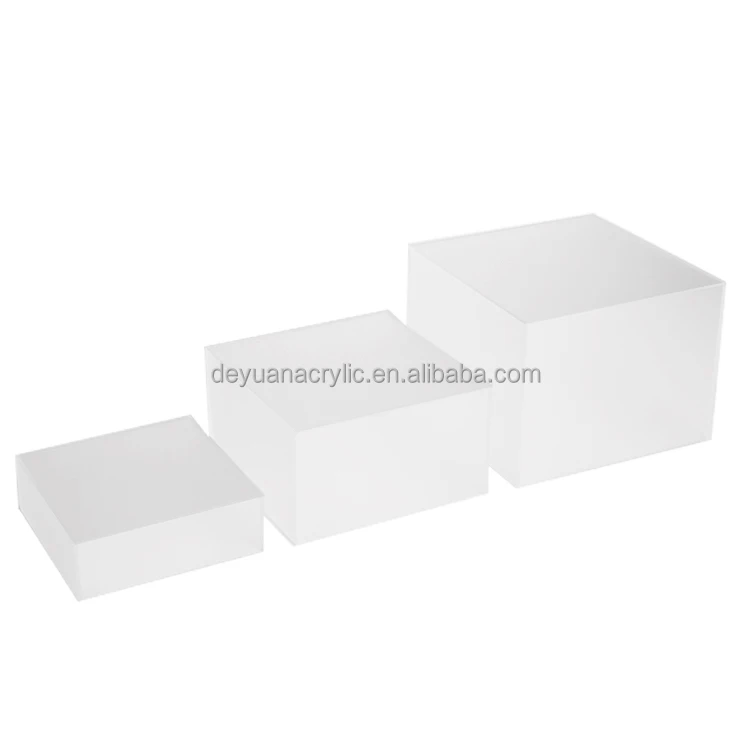 Acrylic Cube Riser 5 Sided Acrylic Nesting Risers with Hollow Bottoms Buffet Risers , Food Display Stands for Party