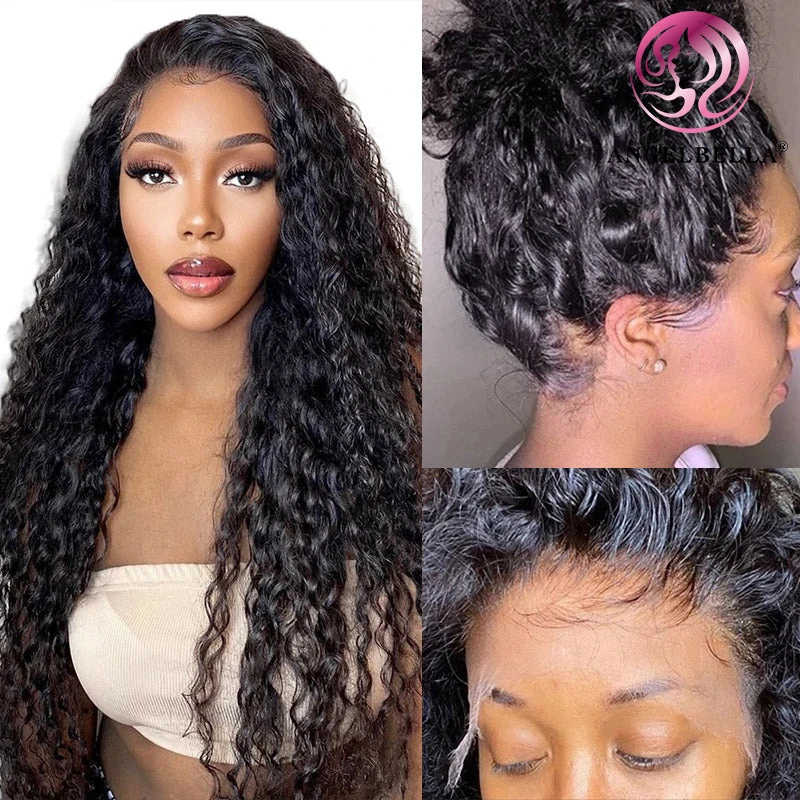 AngelBella Best Lace Wig Vendors Frontal Wig Human Hair Water Wave 13x4 Transparent Lace Frontal Wigs For Black Women