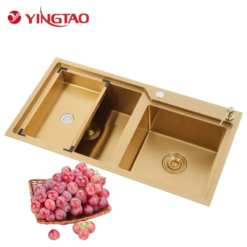 Small 201/304 stainless steel full double bowl durable kitchen sink