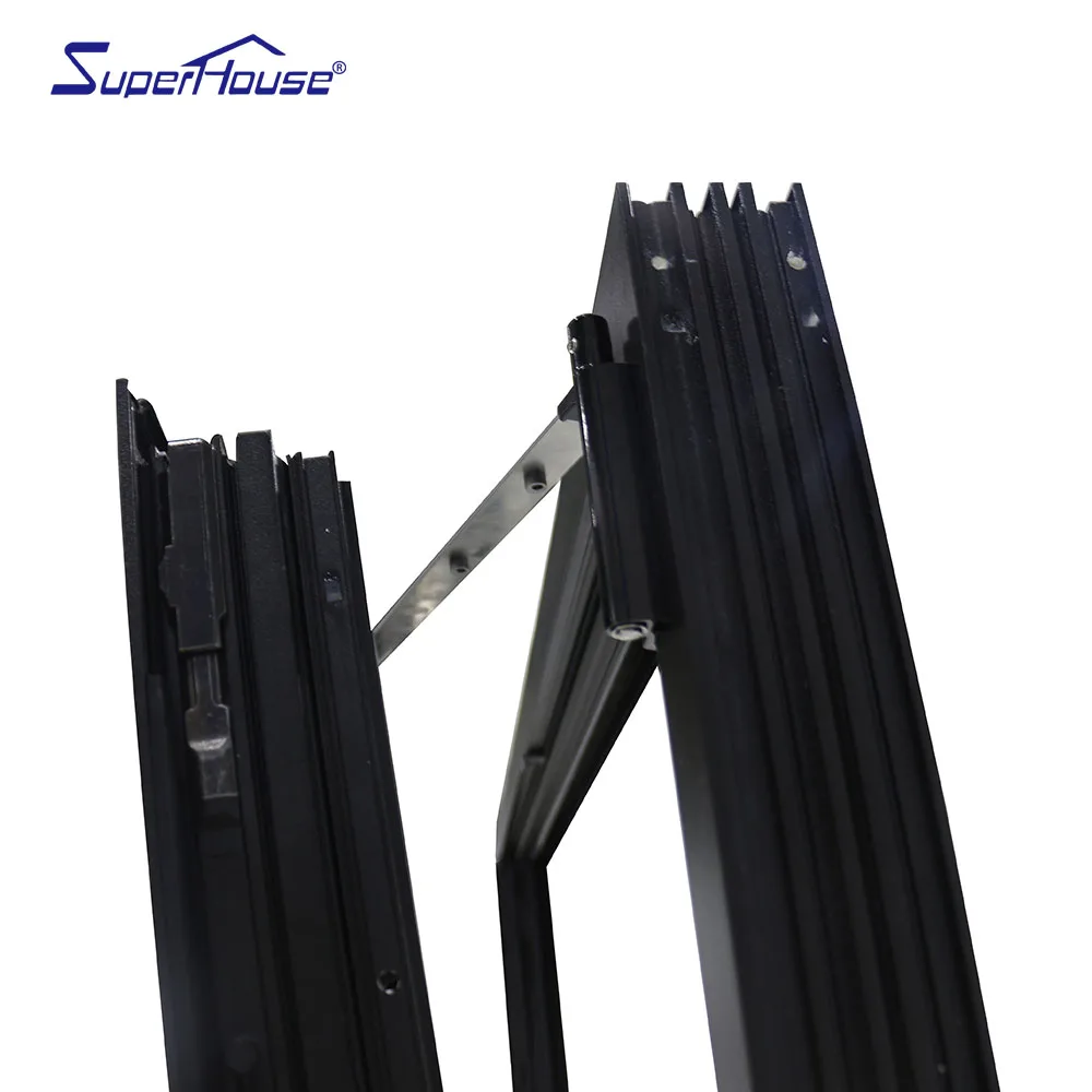 Impact resistance NOA FPA NFRC Dade testing commercial double glass black aluminum tilt and turn windows