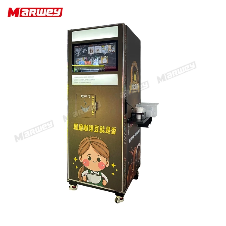 Commercial Business Intelligent Freshly Ground Coffee 24 Hours Fully Automatic Cleaning Coffee Tea Vending Machine