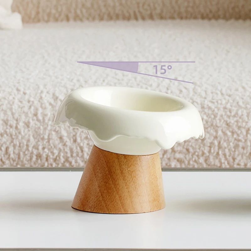 2024 Wholesale Split Ceramic Pet Bowl Elevated Mouth Neck Anti-Tipping Cat Dog Food Bowl Tilted Water Ceramic Bowl with Stand
