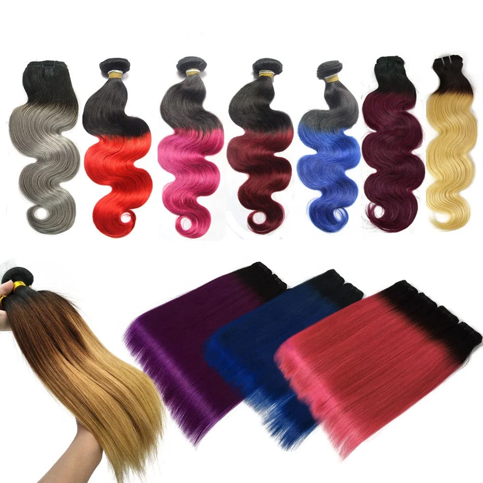 virgin brazilian two tone ombre colored bundles remy weaves 100% human extensions ombre hair