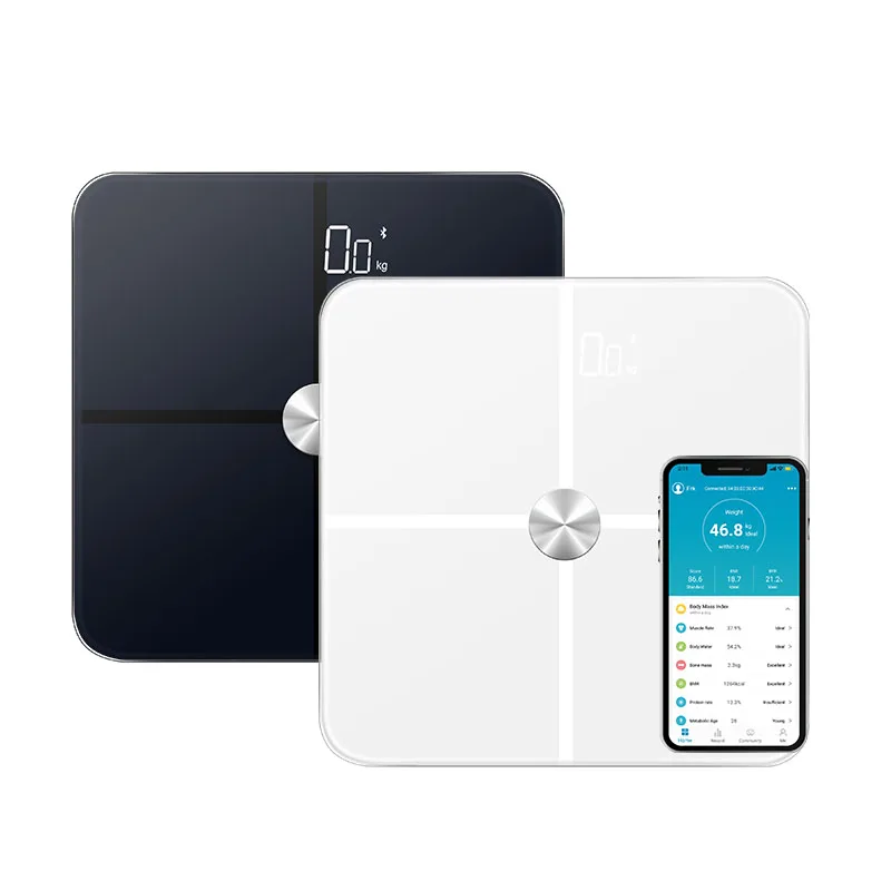 Software Reengineering Modern Style 180kg ITO Glass Conductive Coating Bathroom Scale Body Fat Smart Scales With An APP