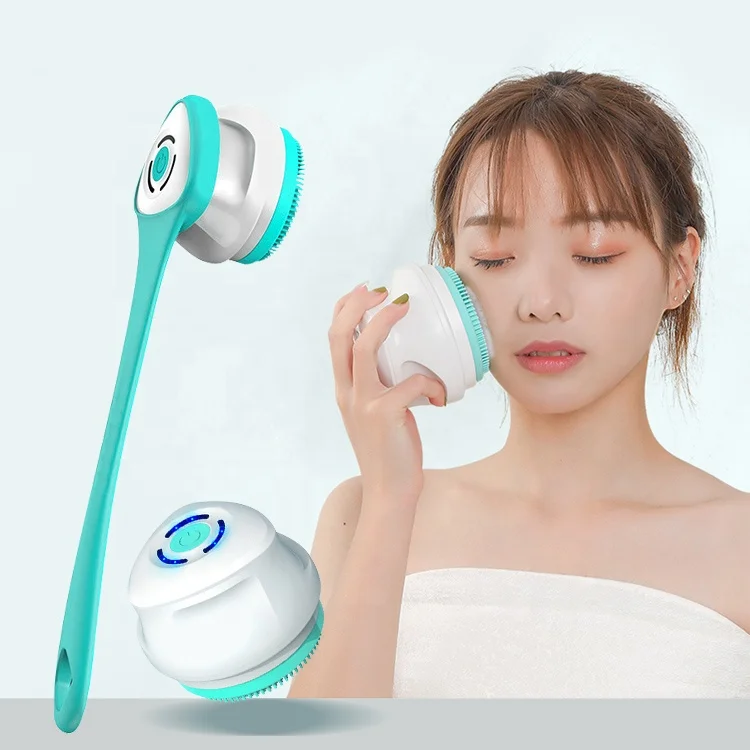 Wholesale electric facial back skin scrubber long handle shower body washing brush