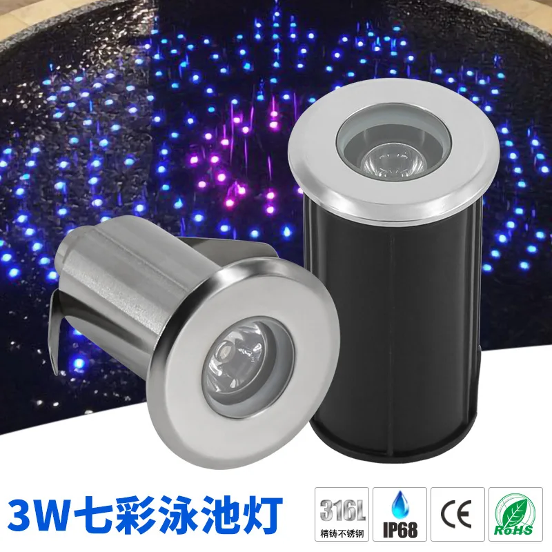 Outdoor Underwater Led Pool Light RGB 316L Stainless Steel IP68 Waterproof 3W External Control 24V/12V 80 RISE -20 - 40 100 140