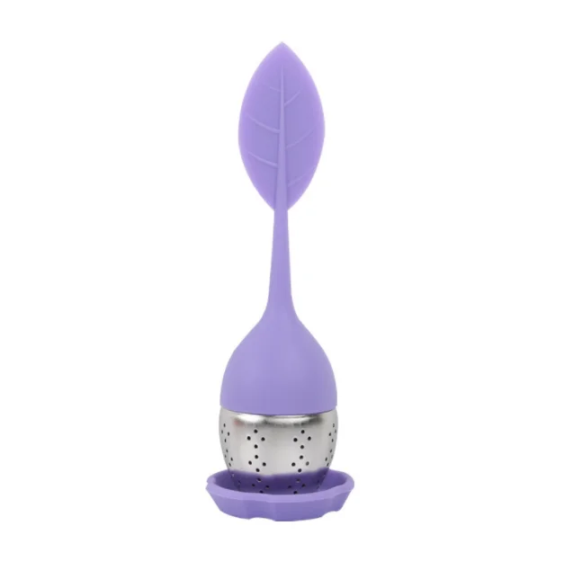 Novelty Design Customize Silicone Handle Stainless Steel Tea Infuser Strainer, Loose Leaf Tea Infuser