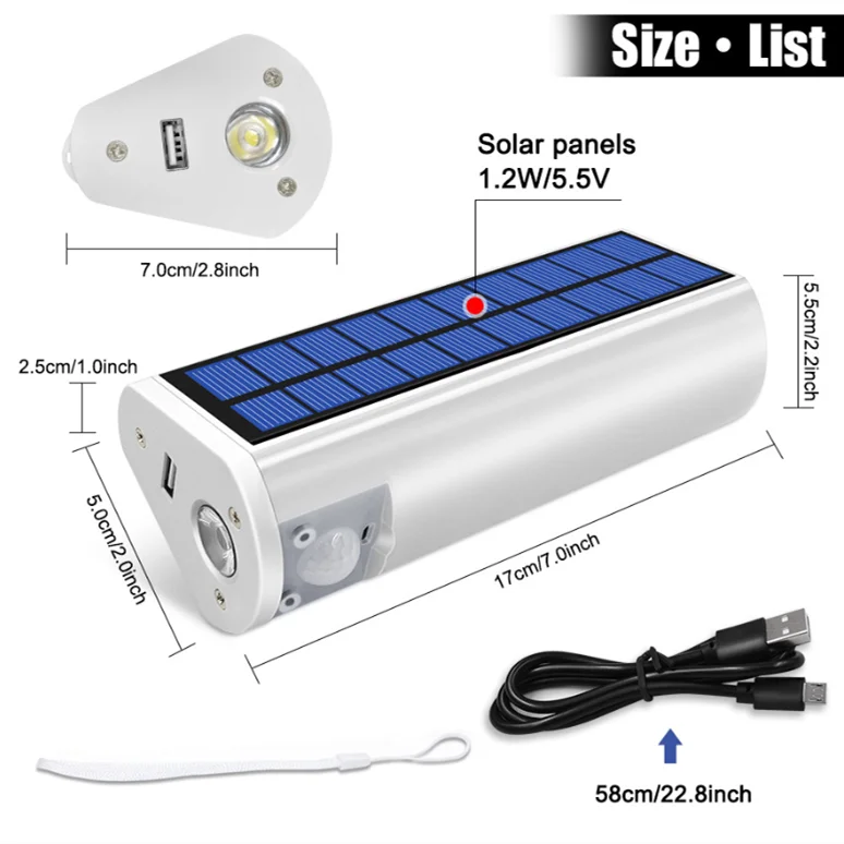 Portable camping light solar power usb rechargeable led flashlight camping hiking work light lantern lamp with power bank