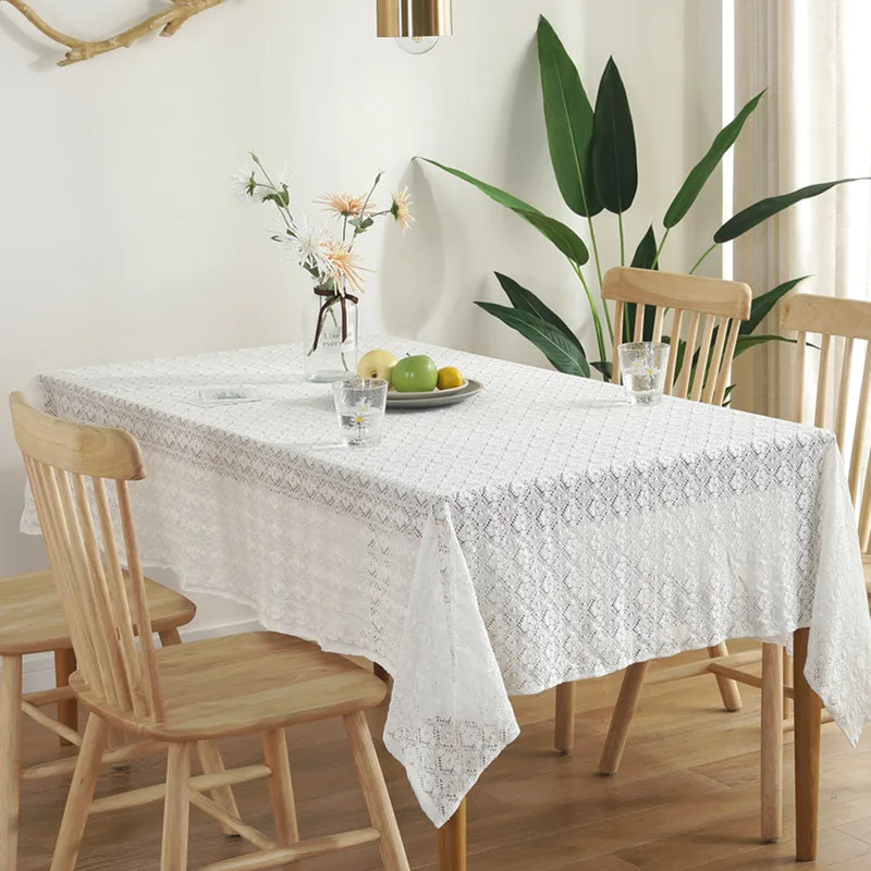LISO Lace Tablecloths Nordic Handmade Crochet White Cotton Vintage Tablecloths