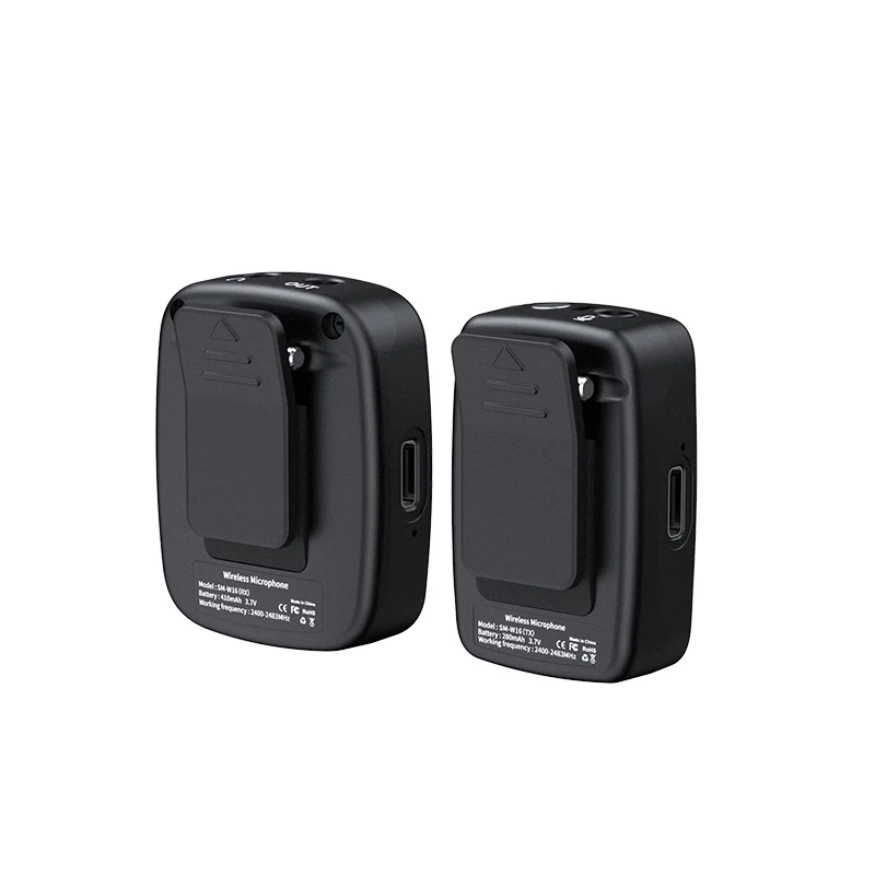 Mamen 1 to 2 Mini 2.4g Wireless Lavalier Microphone System Omnidirectional Mic Speaker With LCD Display For Vlog TikTok Podcast