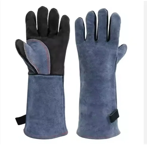 Camping Barbecue Heat Resistant Leather Gloves Cowhide Insulated for Cooking Kitchen Oven  Grill Leather BBQ Welding Gloves