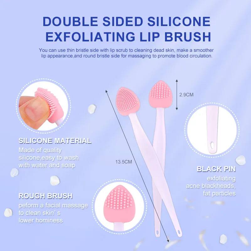 Multi Functional Double Side Soft Silicone Lip Scrub Brushes  Exfoliate Cleansing Tools Nose Blackhead Remove Exfoliating Brush