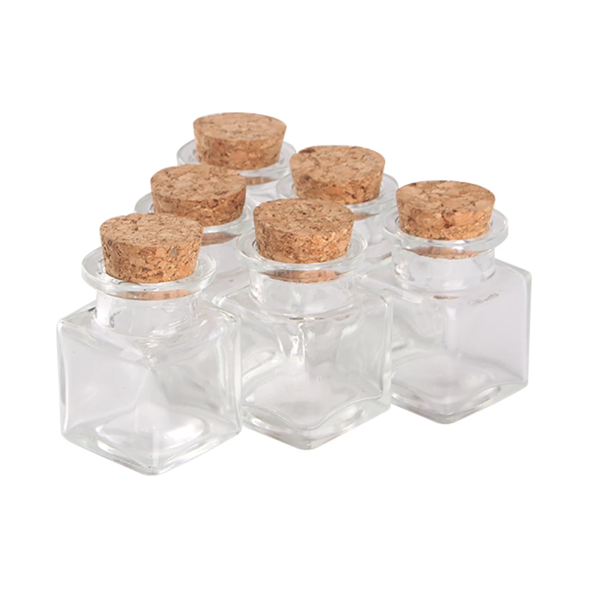 Mini 50ml round Glass Bottle with Corks Empty Clear Flat Bottles for Craft Gifts Hot Stamping Surface Packaging in Carton