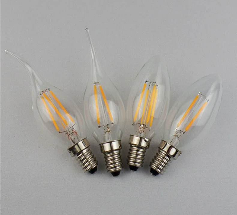 led filament bulb 12V 24VDC C35 2W 4W 6W E14 led candle lighting bulbs