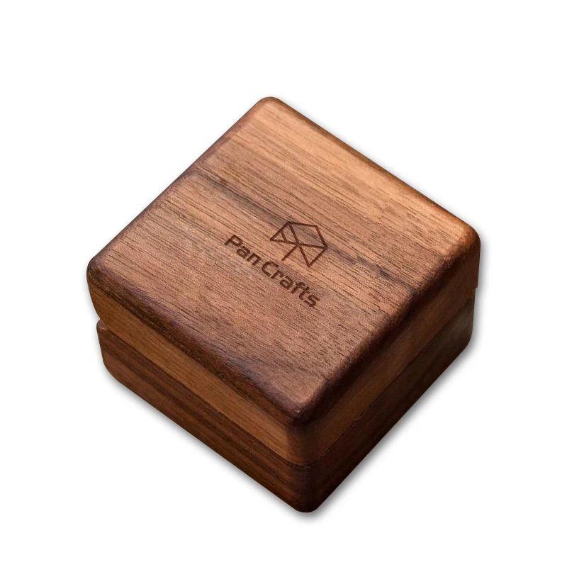 Beautifully propose marriage gift wedding walnut small wood ring box with magnet