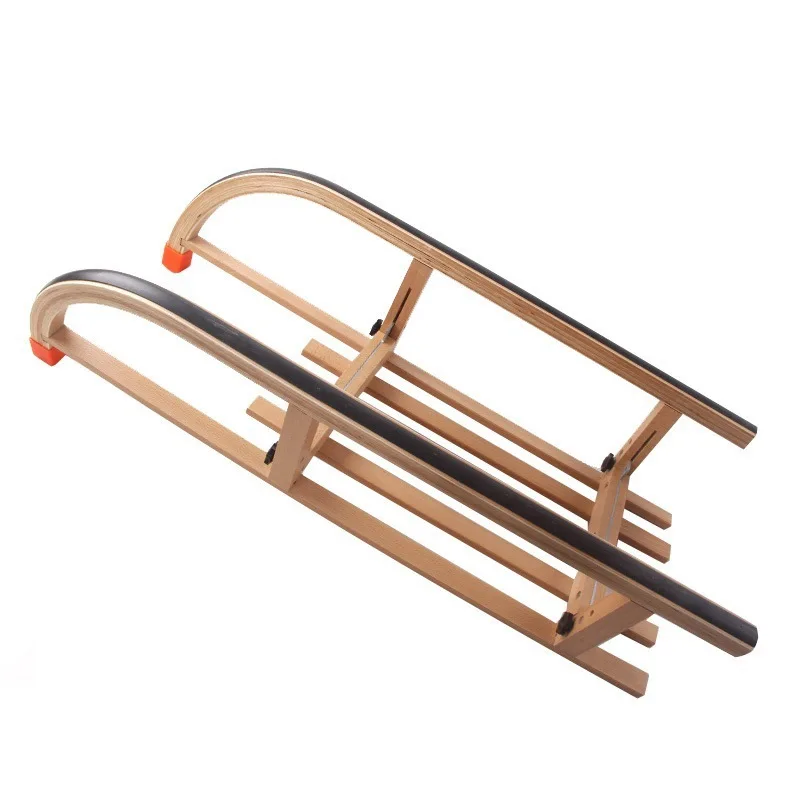 Portable Durable Outdoor Skiing Wooden Sleds Snow Sledge