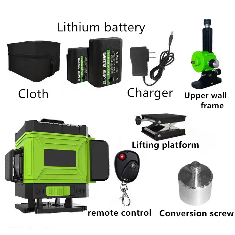 The best rotary 360 handheld 4D 16 green lines laser level combo with angle
