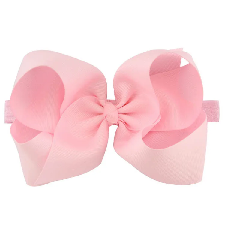 Handmade baby girls elastic ribbon headband 6 inch big bow hair band