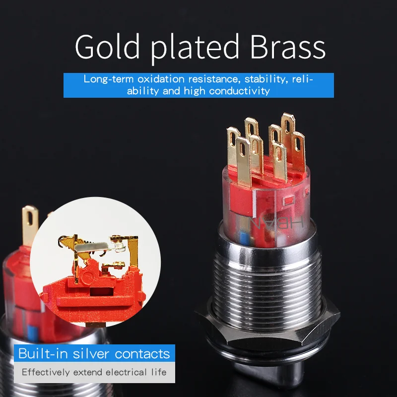 HBAN AGQ-11X/2 three position 1no1nc waterproof key selector rotary push button switch 2 way