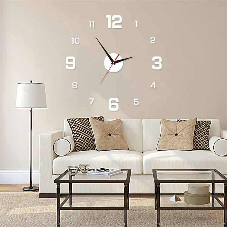 2024 Modern Design Large Wall Clock 3D DIY Quartz Clocks Fashion Watches Acrylic Mirror Stickers Living Room Home Decor Horloge