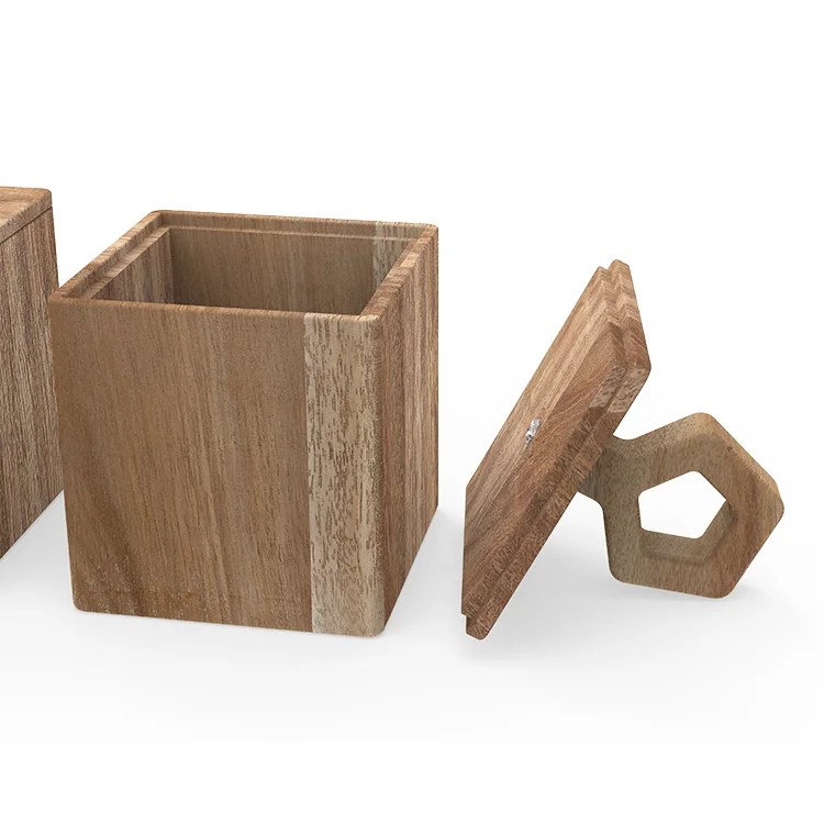 Nordic Kitchen Lids Seasoning Spice Jars Wood Vintage Salt and Pepper Shakers with Lid