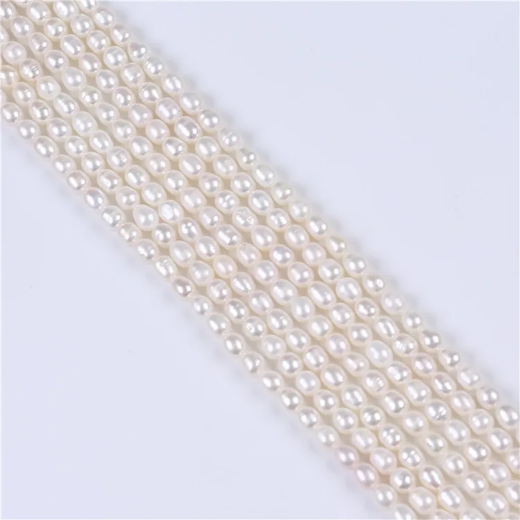 cheap price 4-5mm natural fresh water real pearl rice drop pearl strands