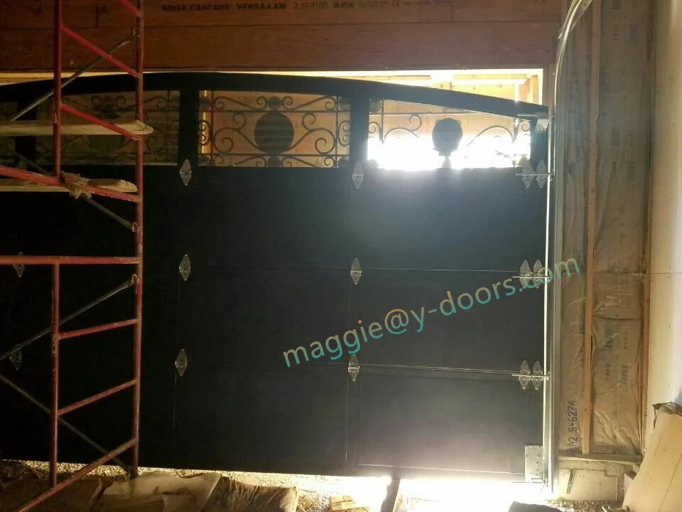 US Standard Wrought Iron Garage Door Panels for Exterior Car Entry control by electric motor