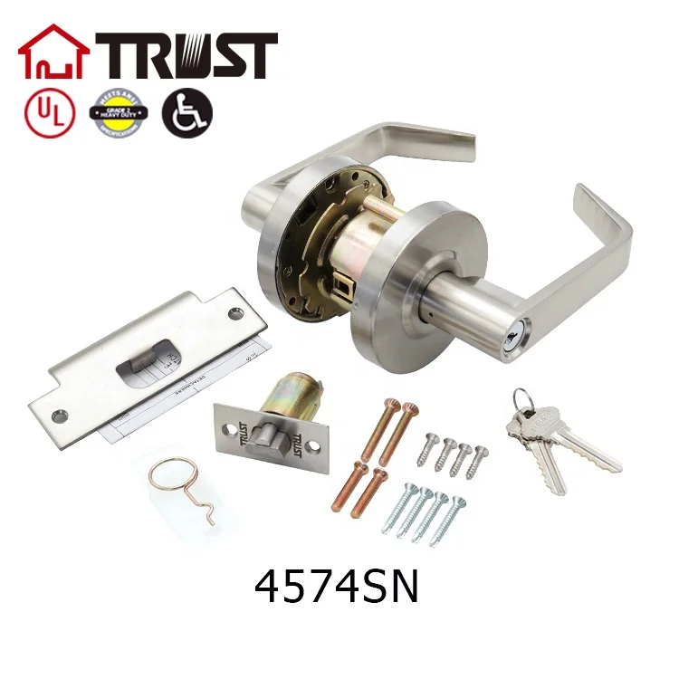 TRUST 4574-SN Grade 2 Cylindrical Lock  Storeroom Function  Saturn Lever Design Satin Chrome Finish