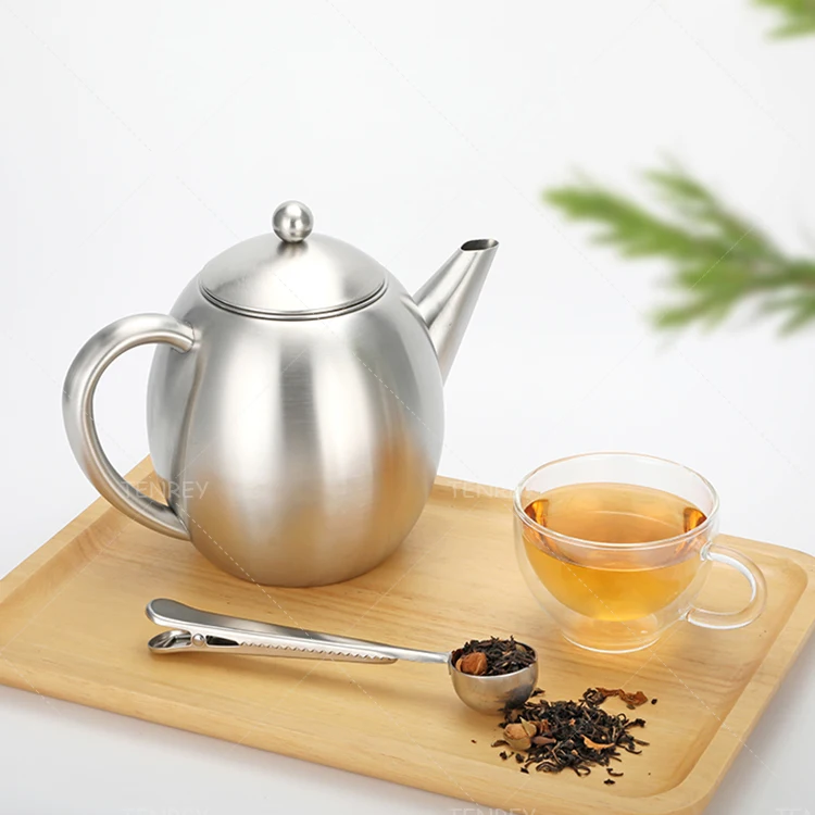 Tenrey 500ml Tea Maker Double Wall Teapot Stainless Steel Teapot with Removeable Infuser