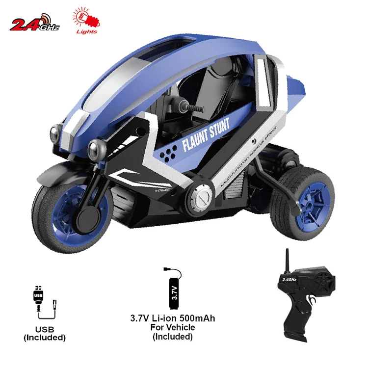 1/8 2.4G Remote Control Drifting Rc Toy with Led Lights Stunt Electric Radio Control Motorcycle for Kids