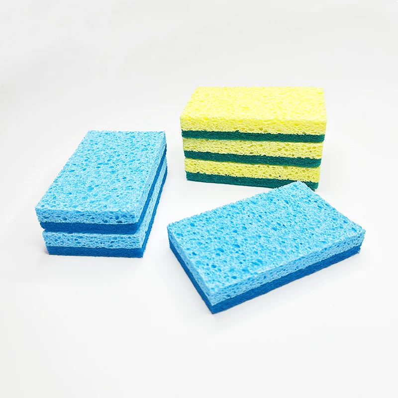 High quality eco friendly sponge kitchen clean cloth with scouring pad